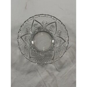 Vintage Cut Glass Fruit/Candy Dish. Fleur de Lis & Diamond with Beaded Edge